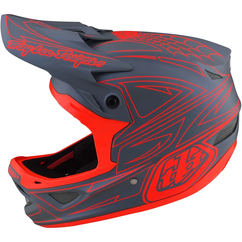 Troy Lee Designs D3 Fiberlite Full Face MTB Spiderstripe Grey/Red-1